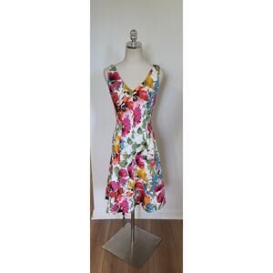 Ralph Lauren Fit & Flare Floral Cocktail Dress Sz 10 NWT Stretch Vintage Inspire